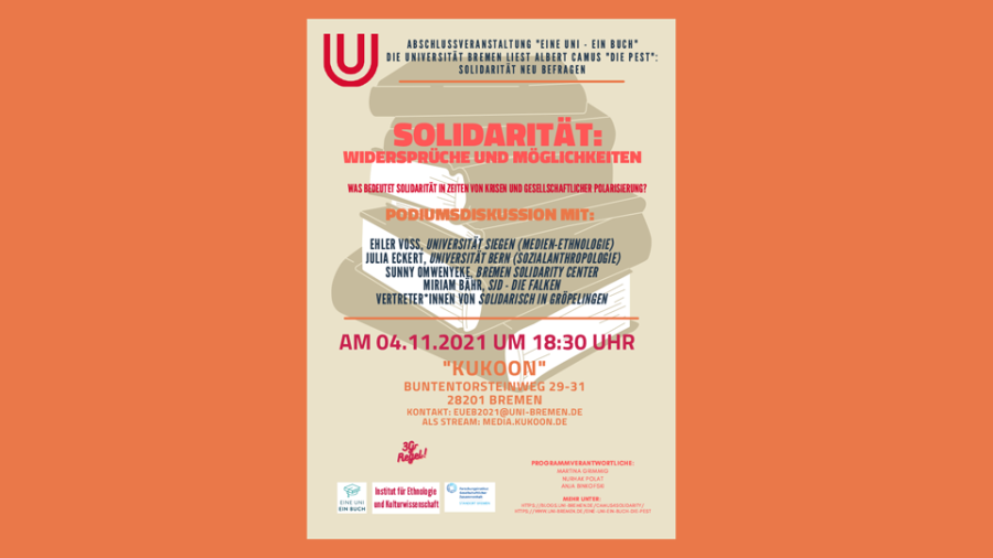 Solidarität neu befragen - Widersprüche und Möglichkeiten – Abschluss von Eine Uni - Ein Buch: Die Uni Bremen liest ‚Die Pest‘ von Albert Camus